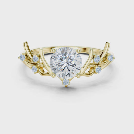 1 Carat Desginer Round Cut Moissanite Ring