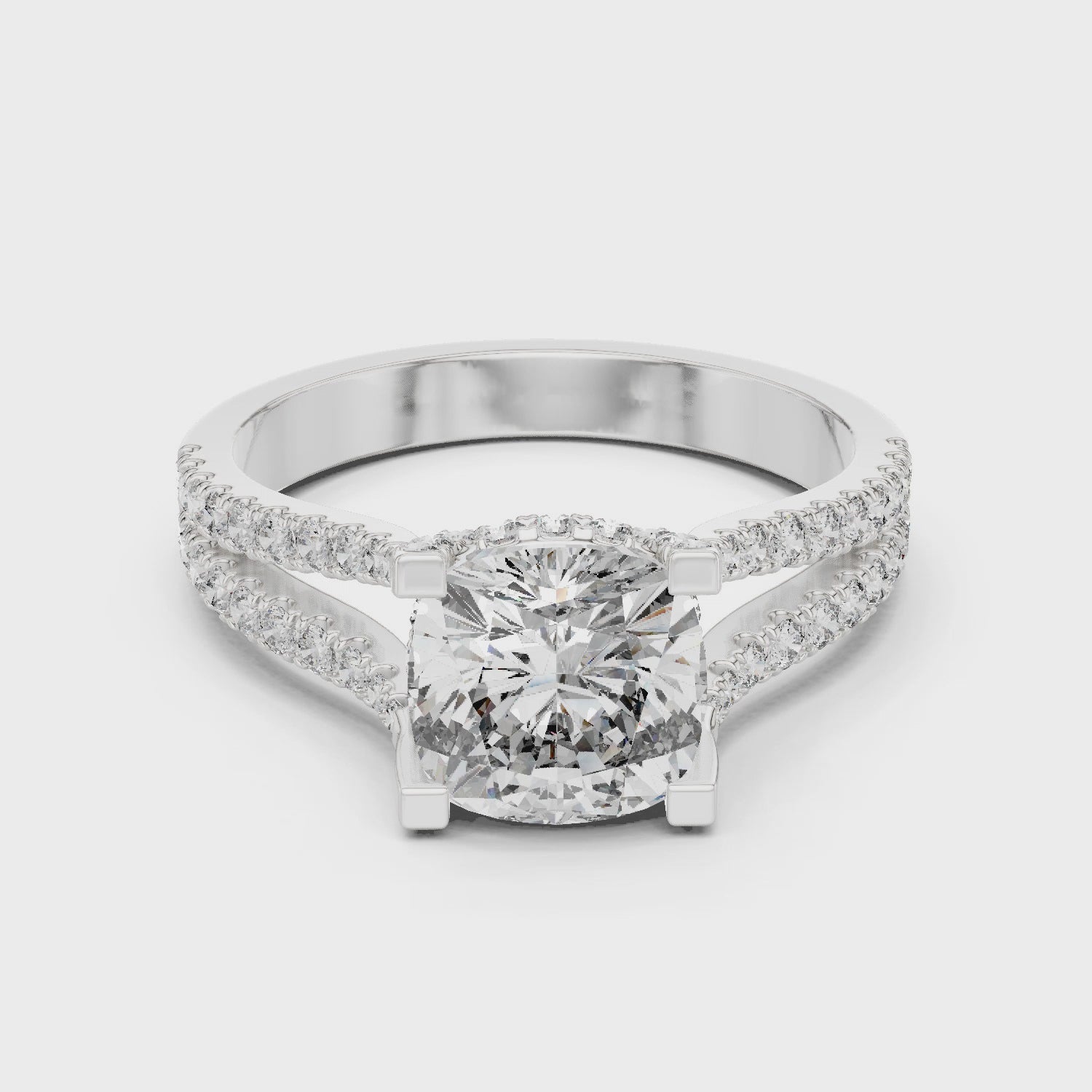 2.1 Carat Lucent Cushion Cut Moissanite Ring