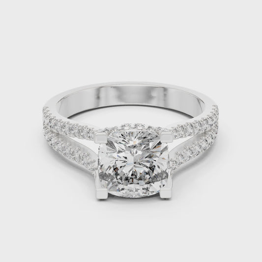 2.1 Carat Lucent Cushion Cut Moissanite Ring