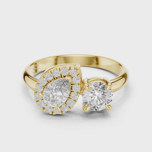 0.65 Carat Old Money Style Two Stone Moissanite Ring