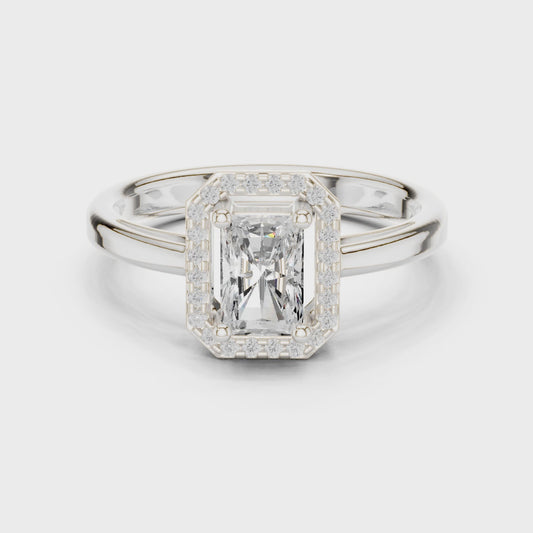 0.8 Carat Elegant Emerald Cut Moissanite Ring