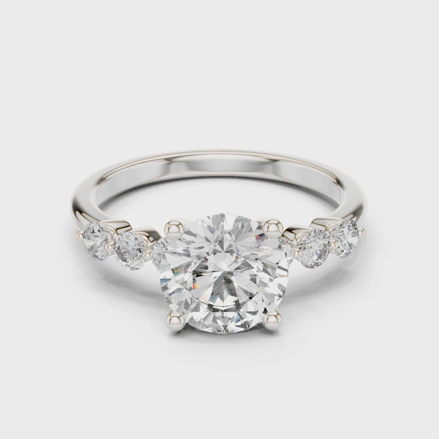 2.3 Carat Round Cut Radiant Moissanite Ring