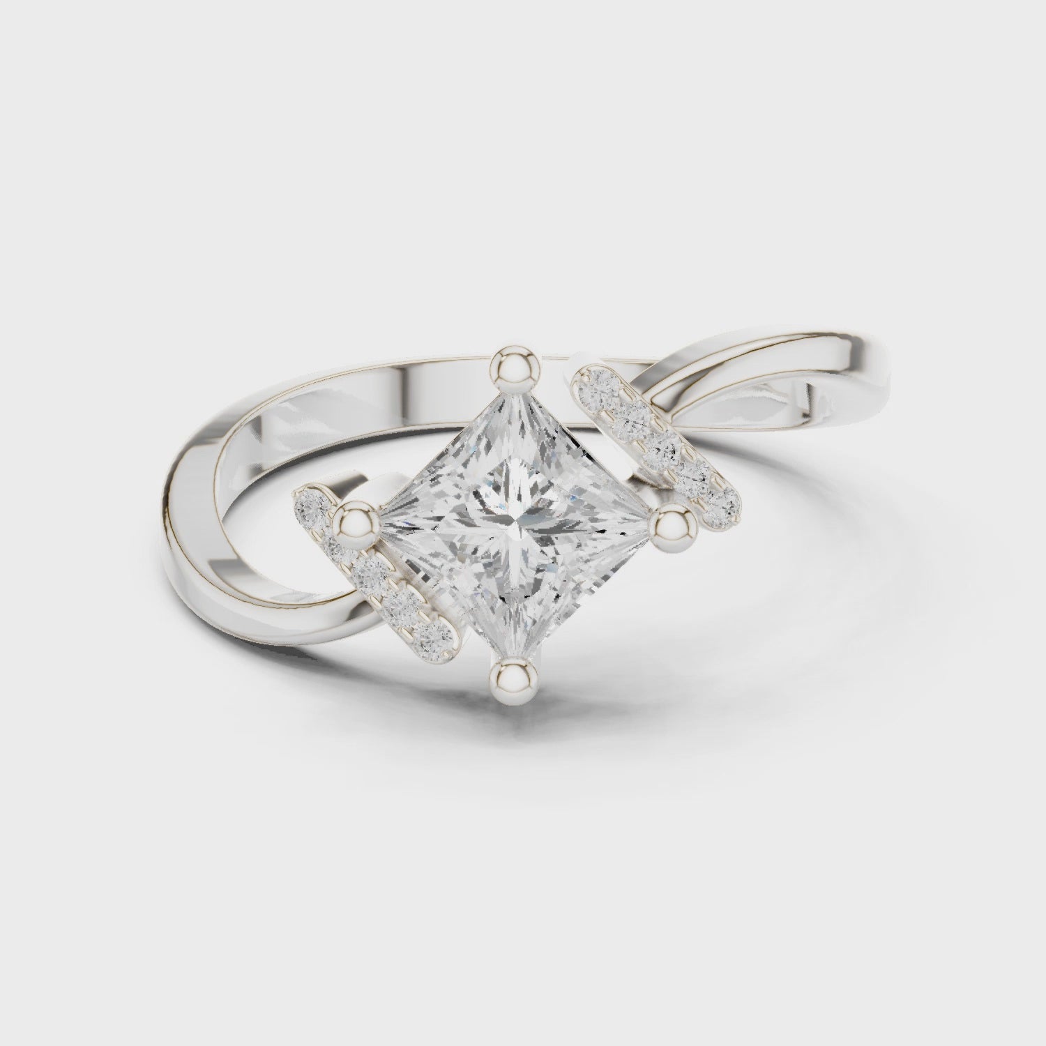 0.7 Carat Princess Cut Moissanite Ring
