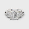 3.4 Carat Cushion Cut Three Stone Moissanite Ring