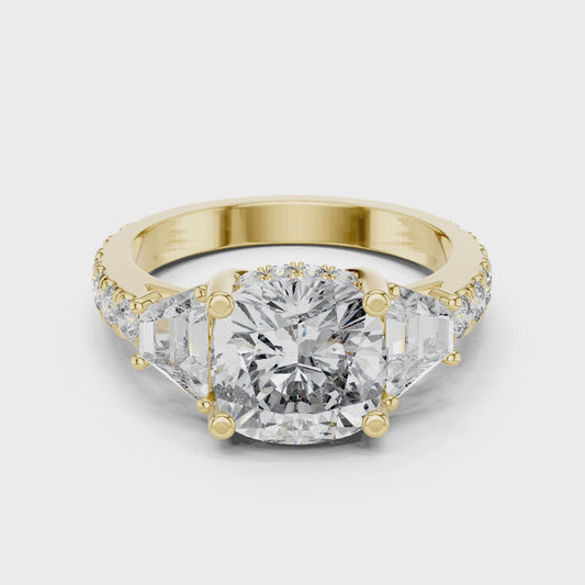 4.9 Carat Cushion Cut Moissanite Ring