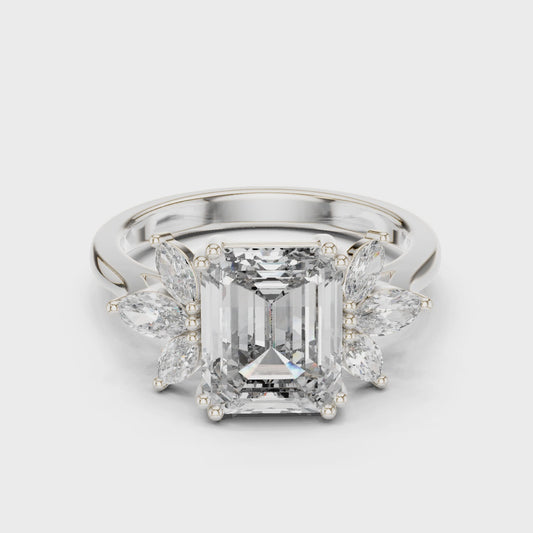1.5 Carat Fancy Emerald Cut Moissanite Ring