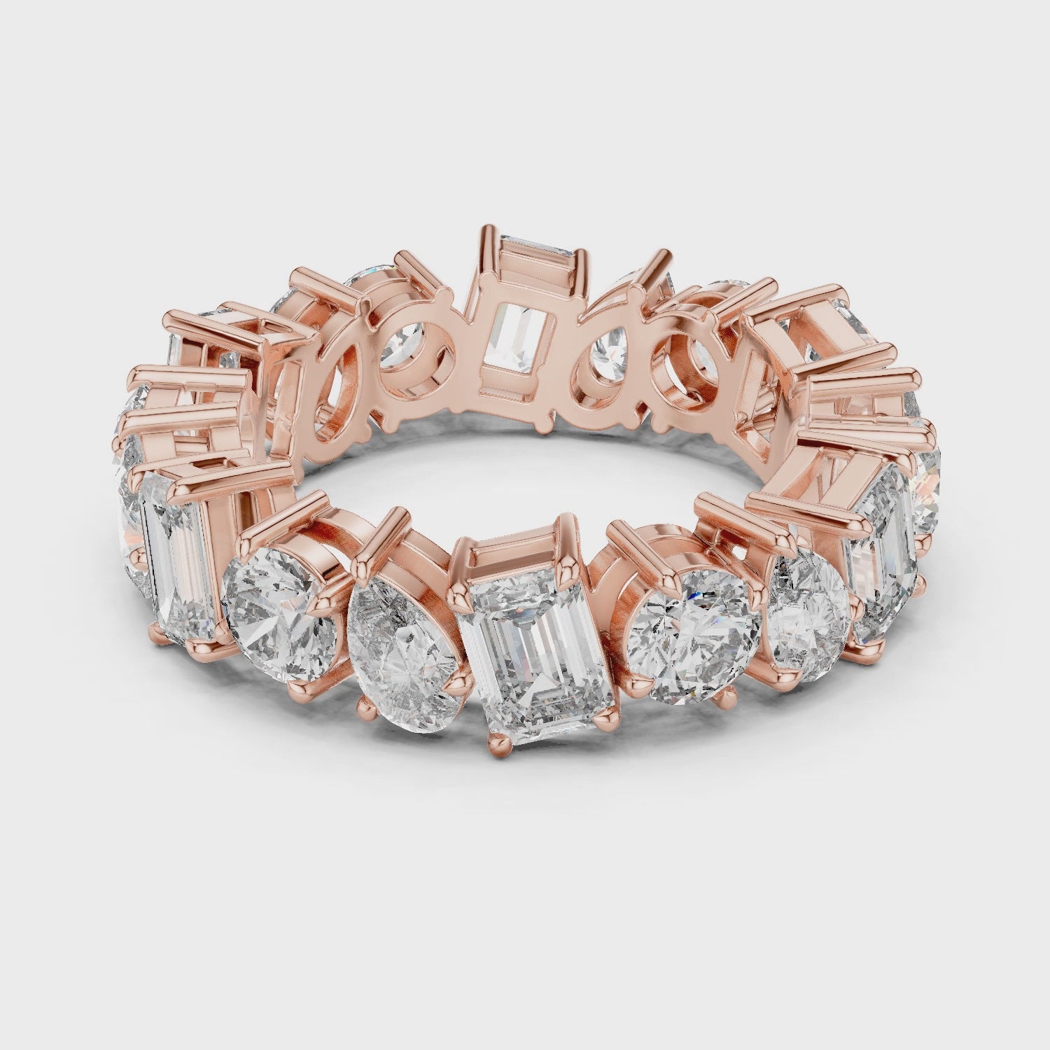 5.7 carat - 6.27mm three cut type moissanite diamond band