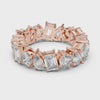 5.7 carat - 6.27mm three cut type moissanite diamond band