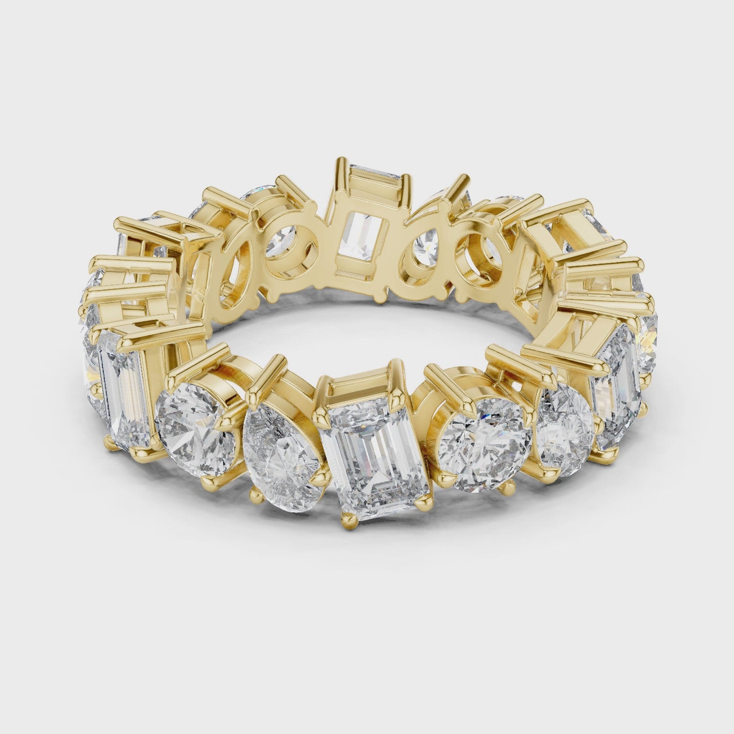 5.7 carat - 6.27mm three cut type moissanite diamond band