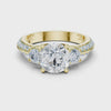 2.6 Carat Three Stone Round Cut Moissanite Ring