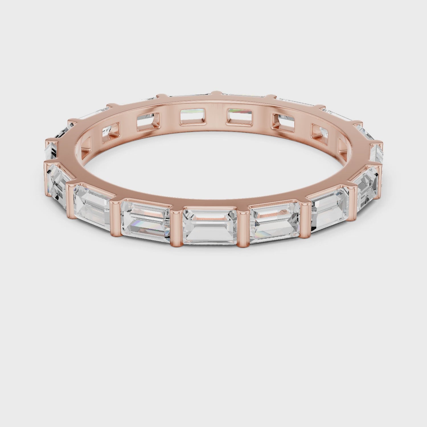 2.2 mm Baguette or Emerald cut Moissanite Band
