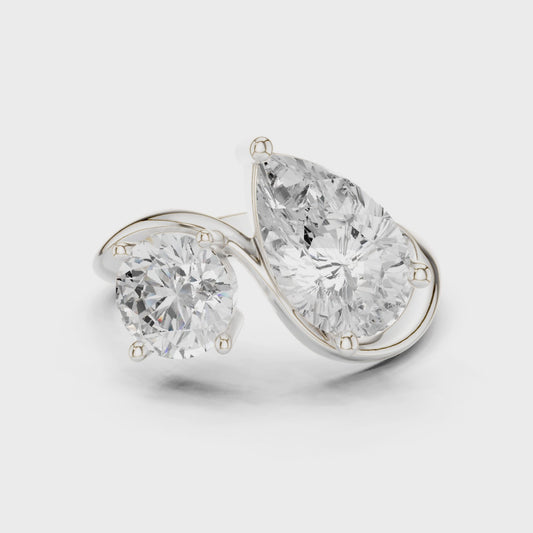 2.9 Carat Two Diamond Stone Moissanite Ring