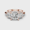 3.4 Carat Cushion Cut Three Stone Moissanite Ring