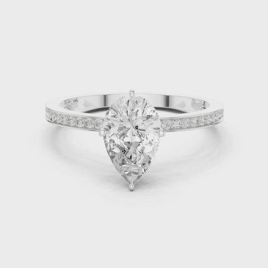 1.3 Carat Pear cut fine Moissanite Ring