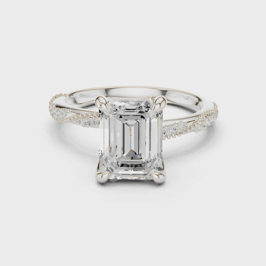 2.9 Carat Fancy Emerald Cut Moissanite Ring