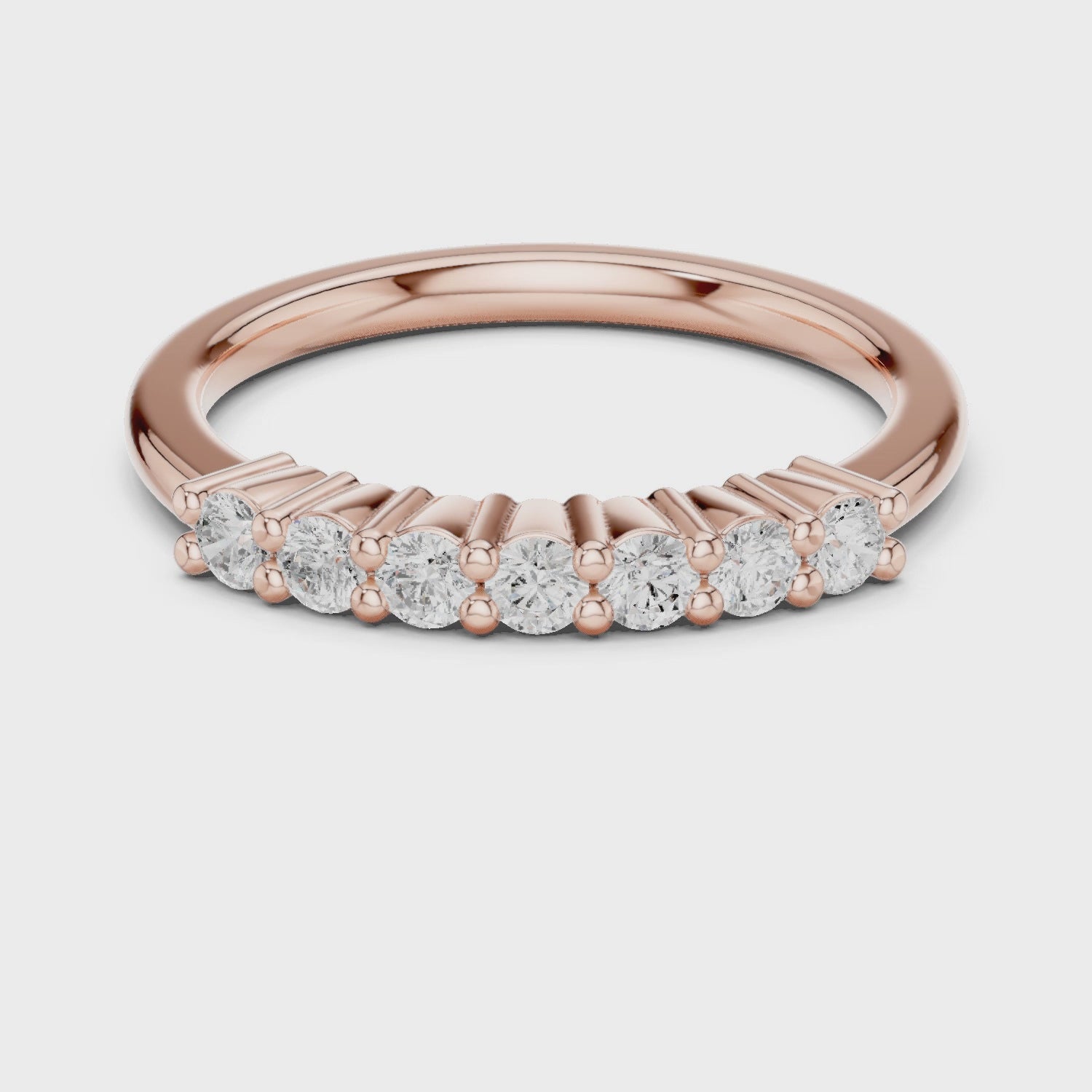 2 mm Round cut Half row Moissanite Band