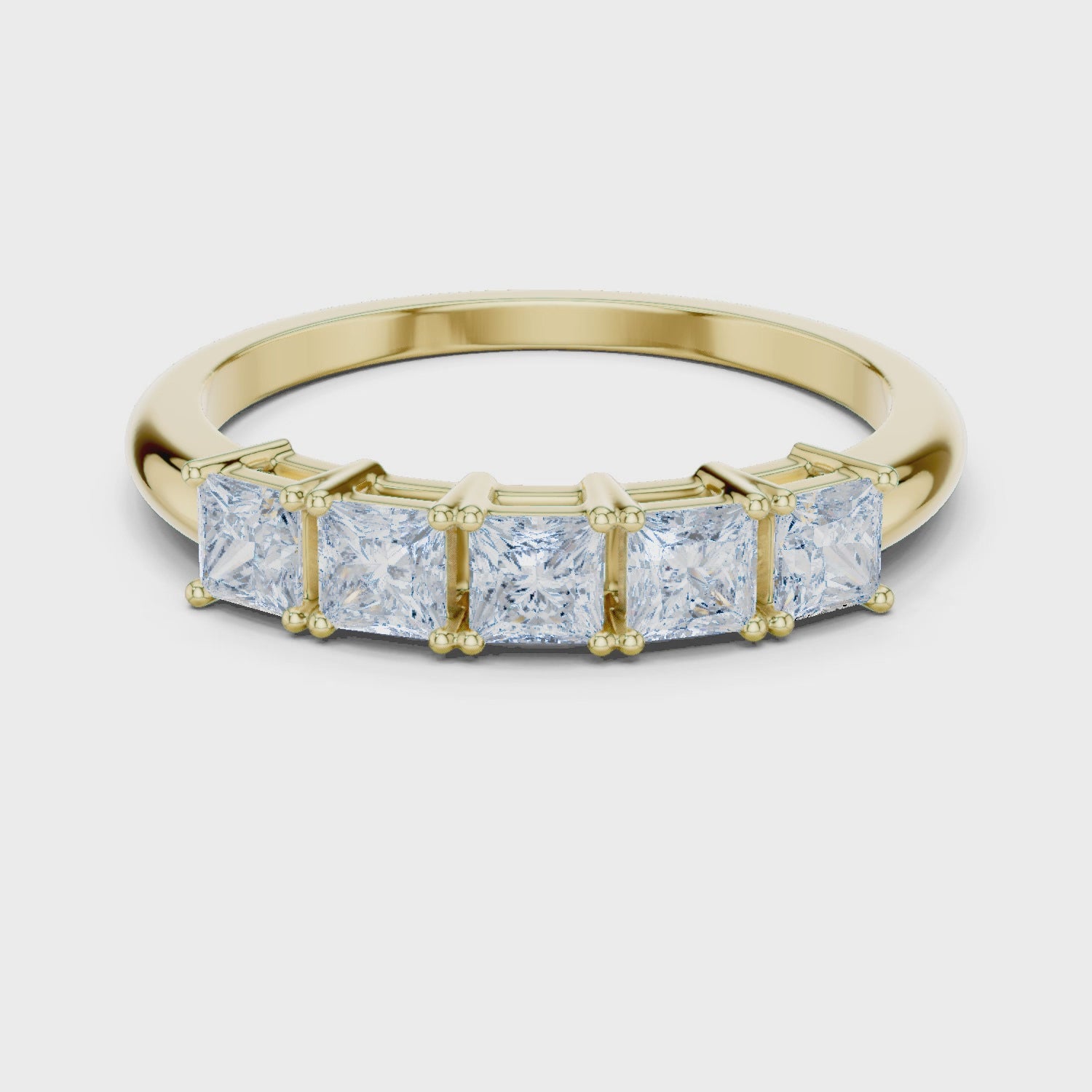 1.4 mm Elegant Princess Cut Moissanite Band