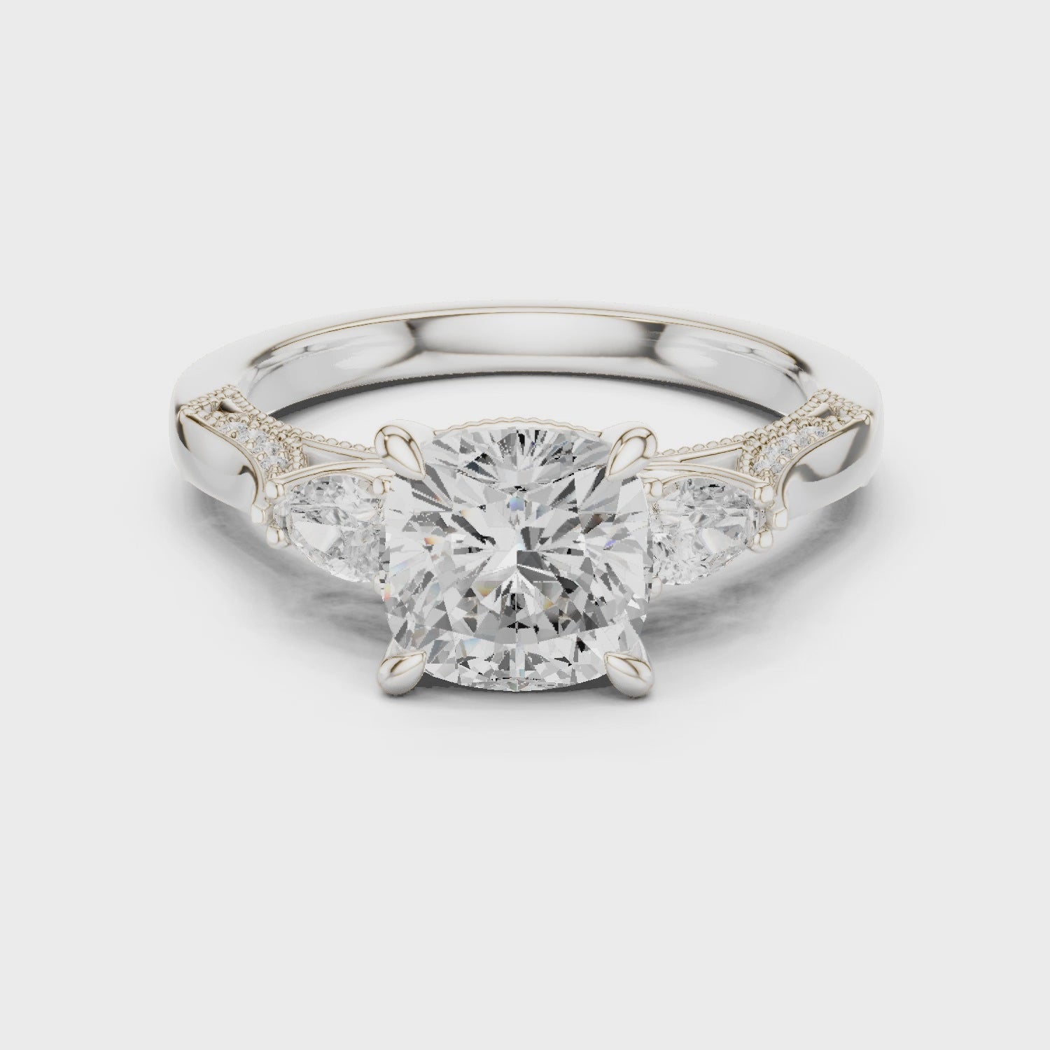 2.3 Carat Cushion Cut Moissanite Ring