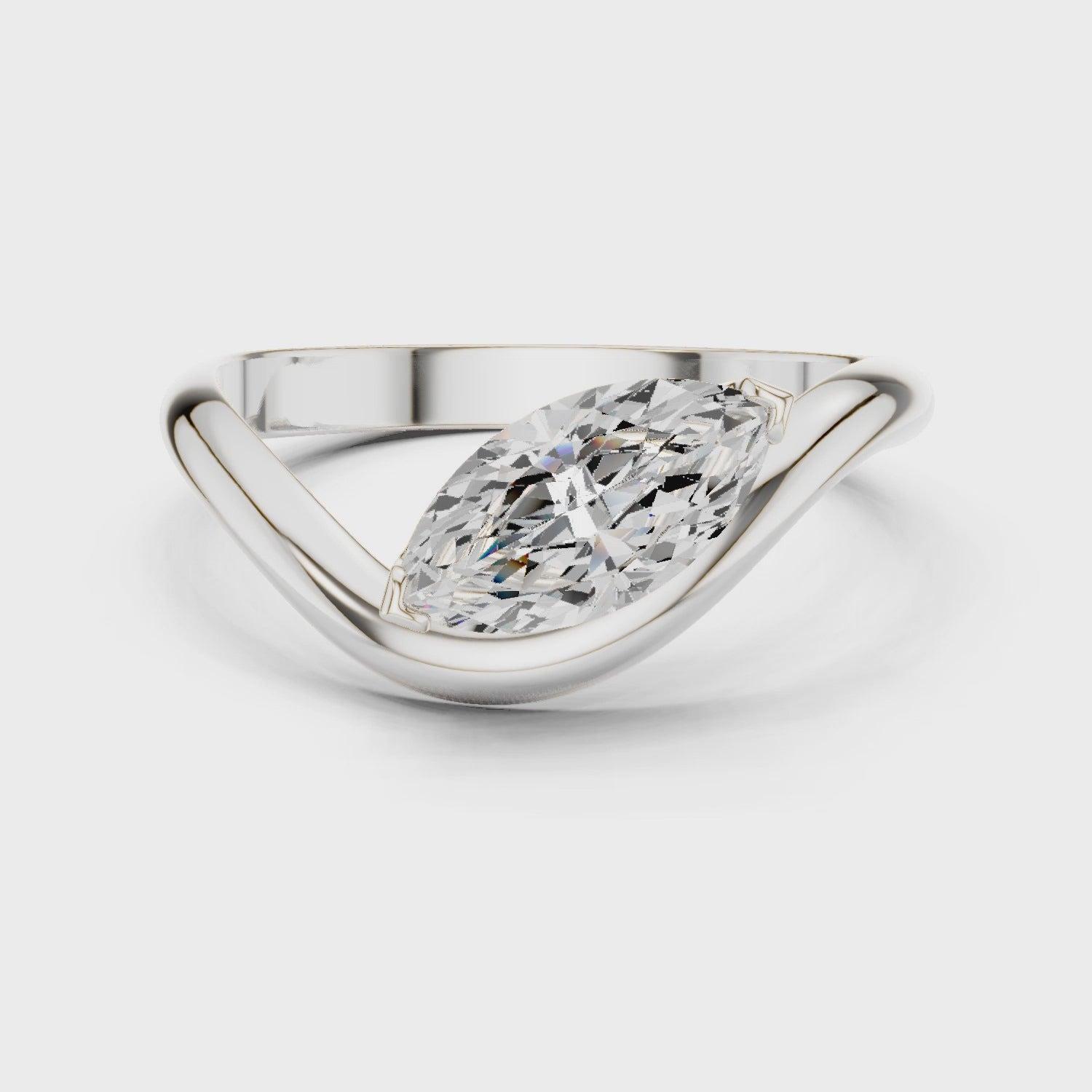 0.87 Carat Marquise Cut Elegant Moissanite Ring