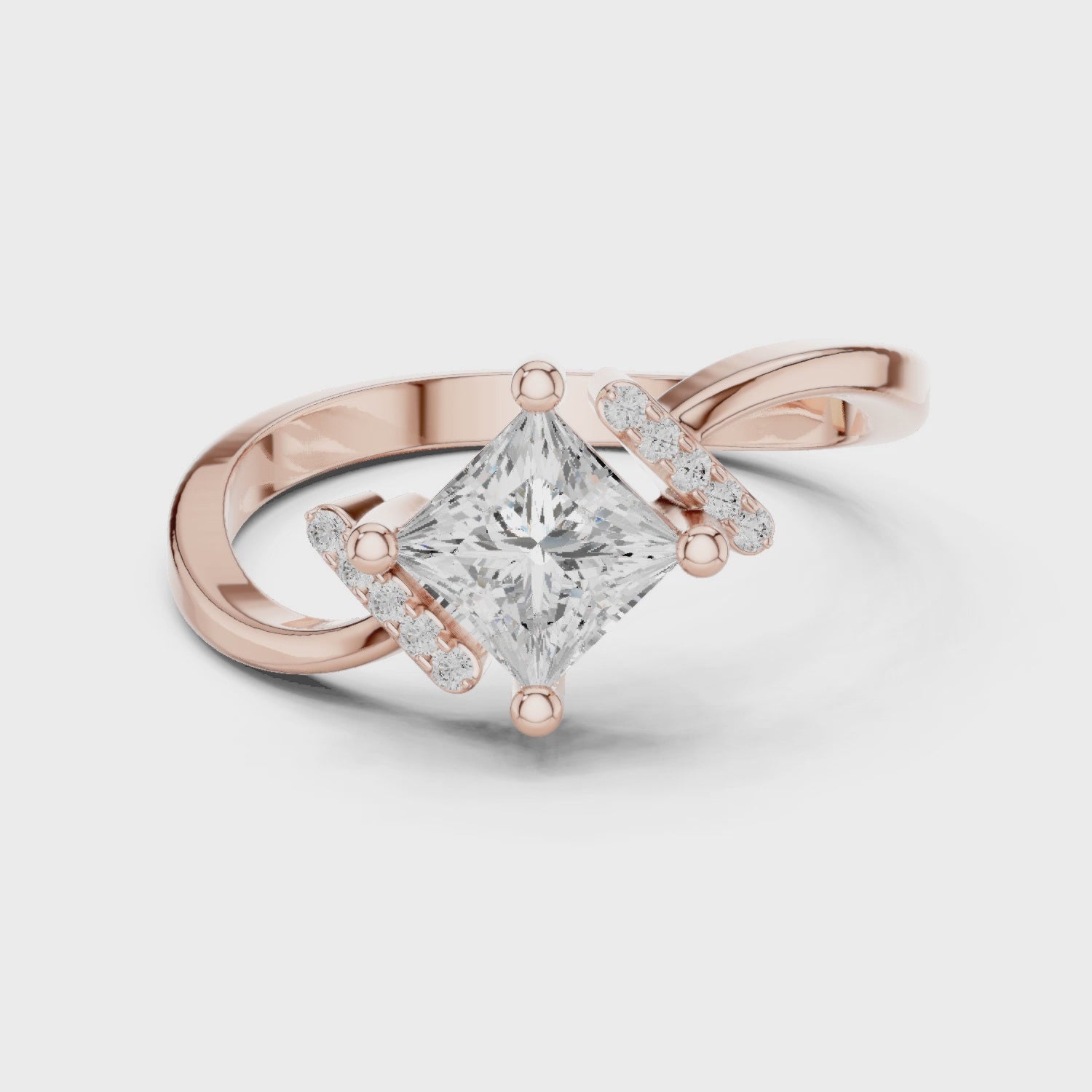 0.7 Carat Princess Cut Moissanite Ring