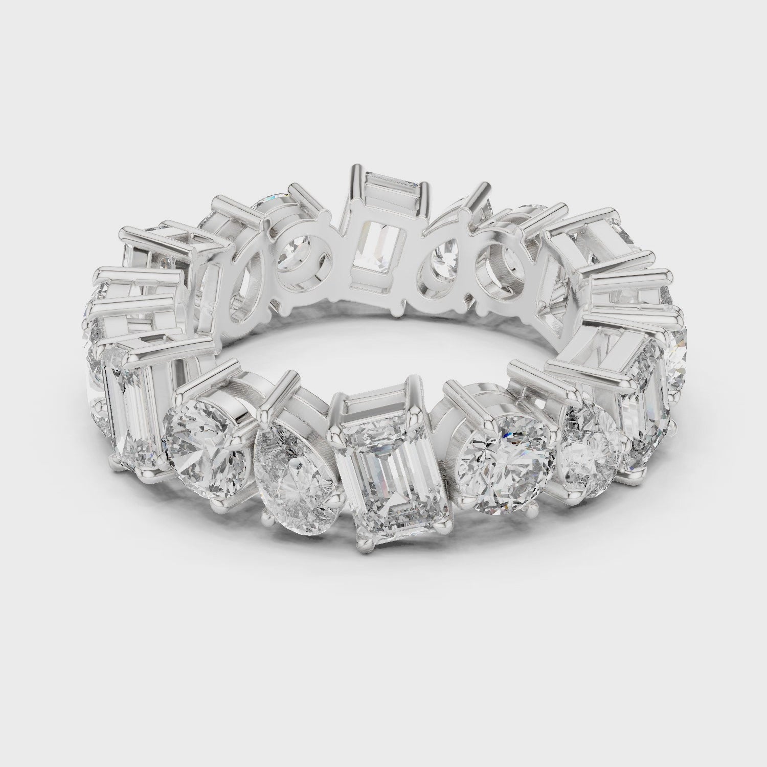 5.7 carat - 6.27mm three cut type moissanite diamond band