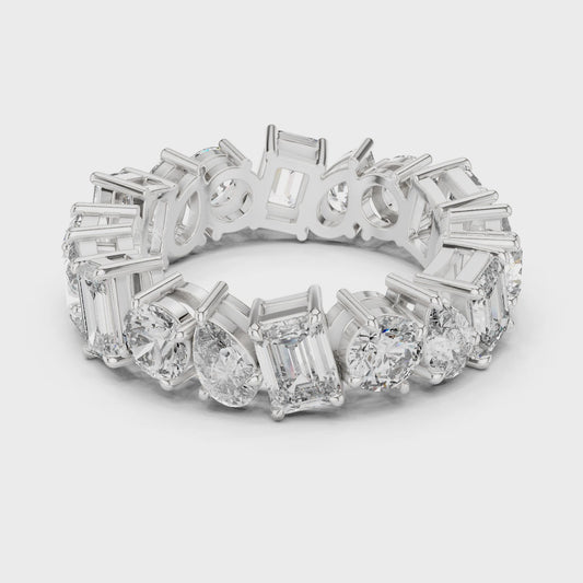 5.7 carat - 6.27mm three cut type moissanite diamond band