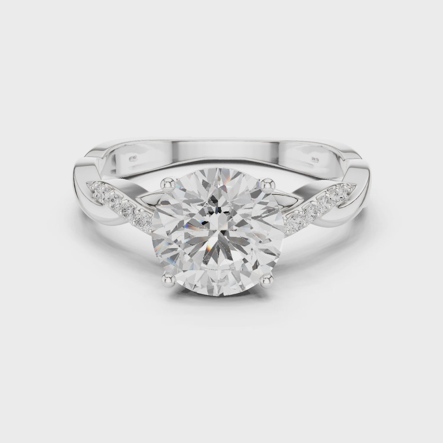 2.2 Carat Round Cut Designer Twisty Band Moissanite Ring