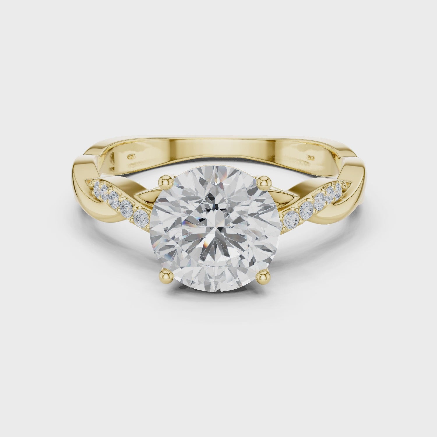 2.2 Carat Round Cut Designer Twisty Band Moissanite Ring
