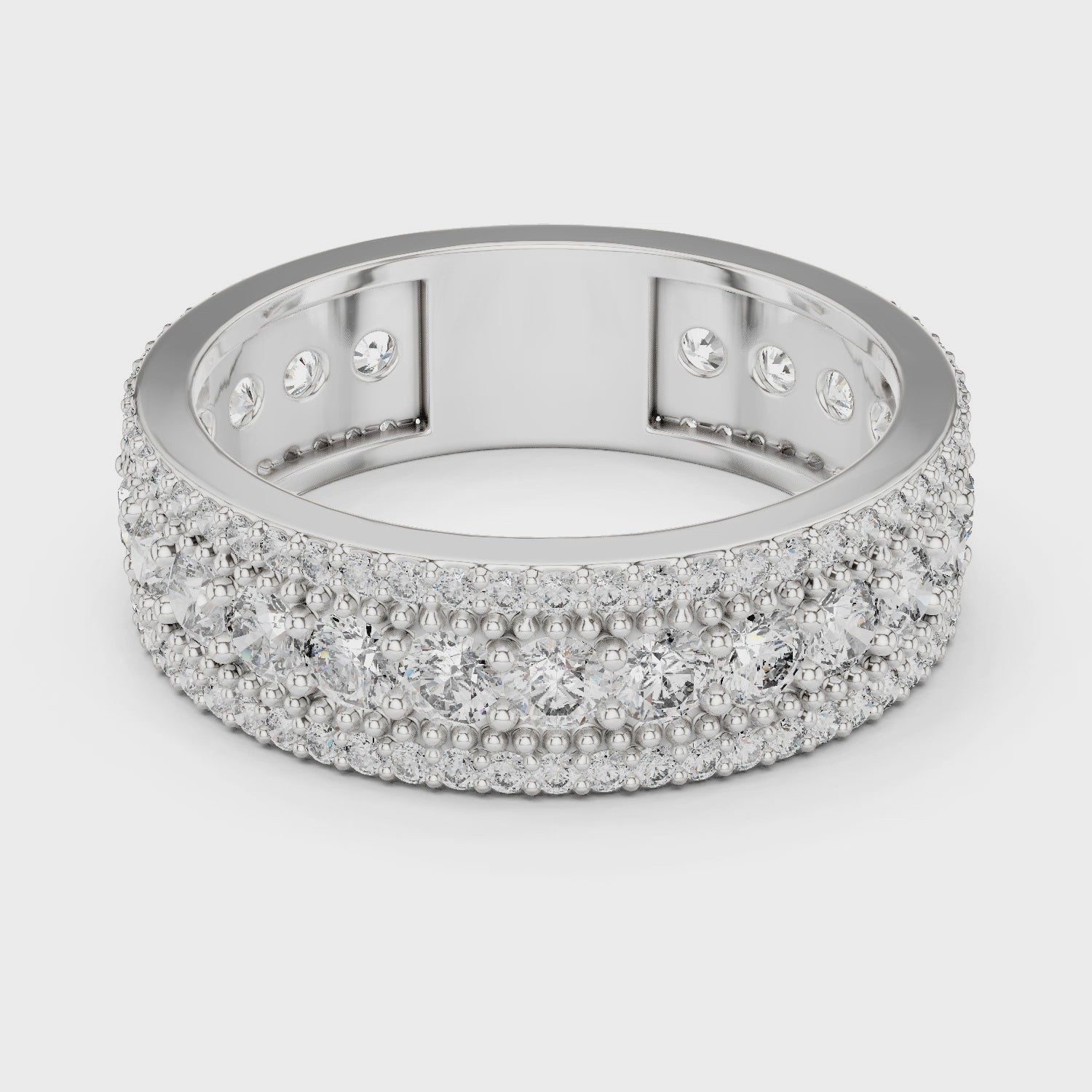 1.8 carat - 6 mm three layer stack Moissanite Band
