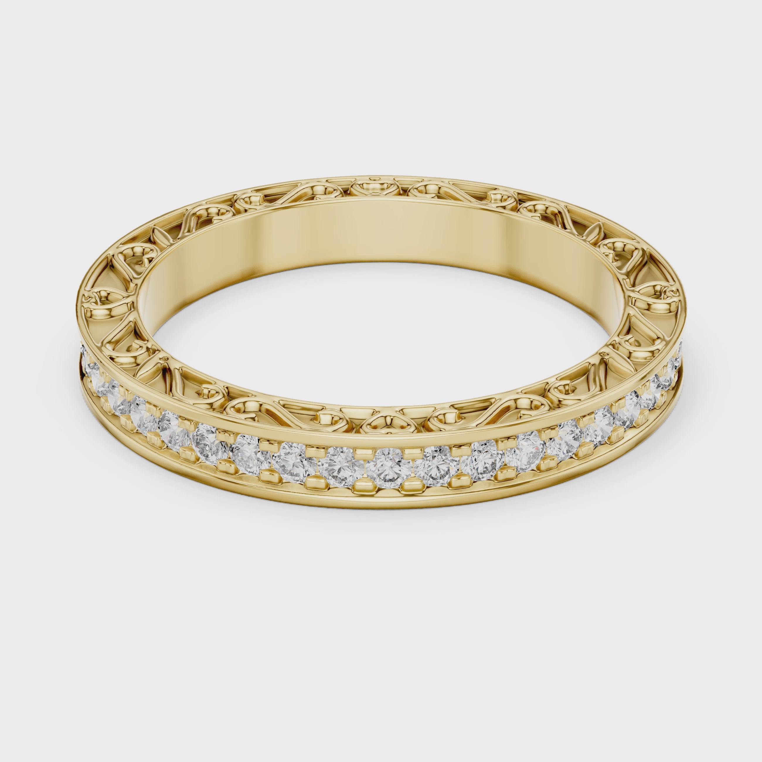 2.5 mm Vintage style Moissanite Band