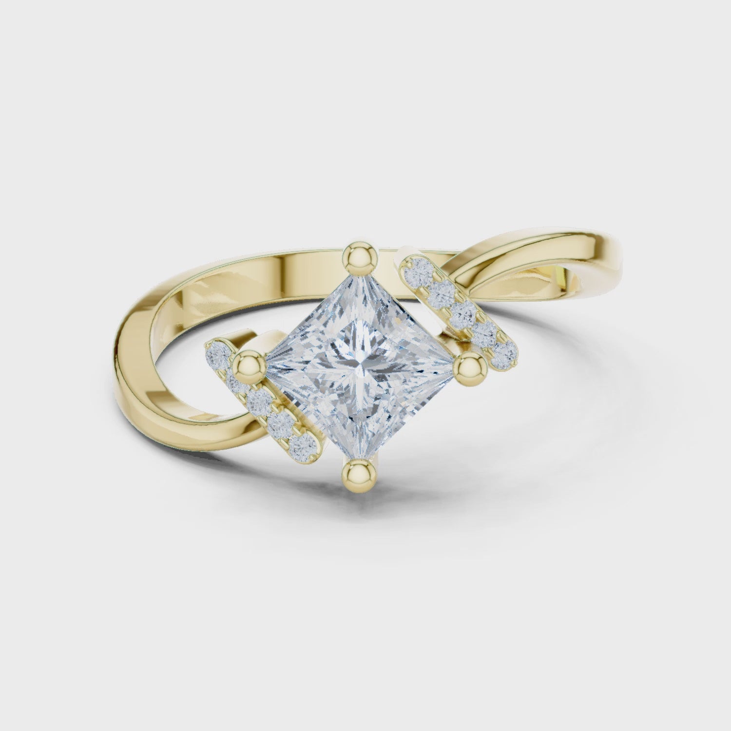 0.7 Carat Princess Cut Moissanite Ring