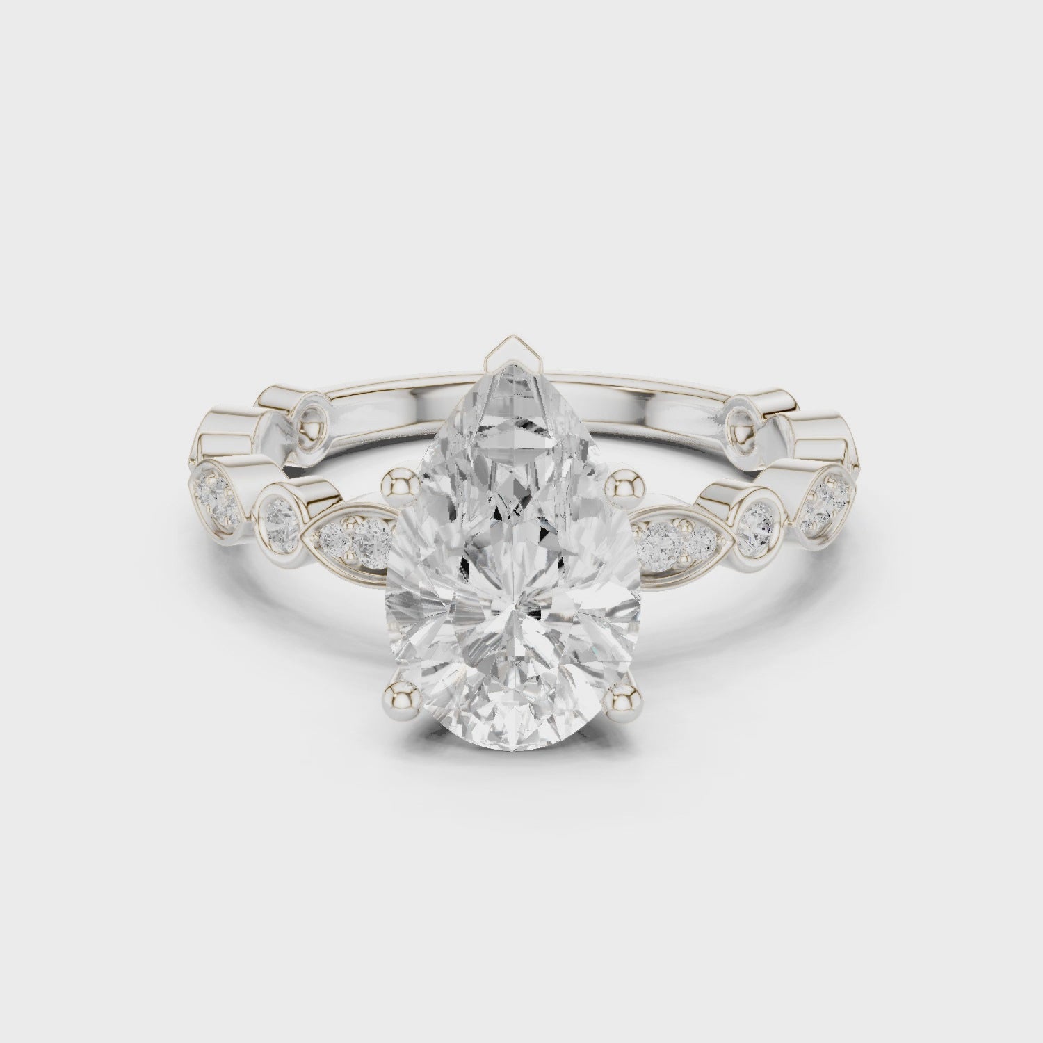 2.2 Carat Elegant Pear Cut Moissanite Ring