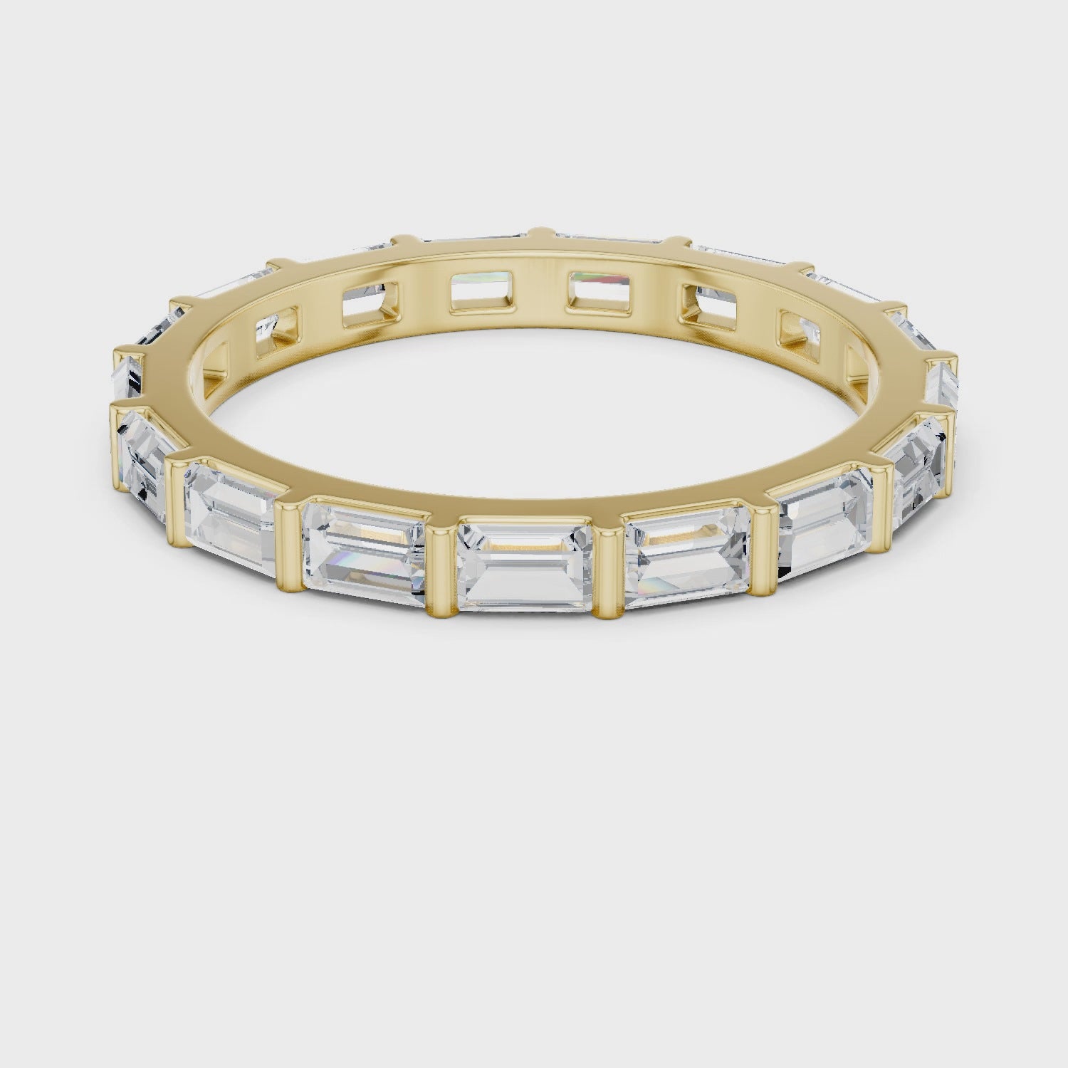 2.2 mm Baguette or Emerald cut Moissanite Band