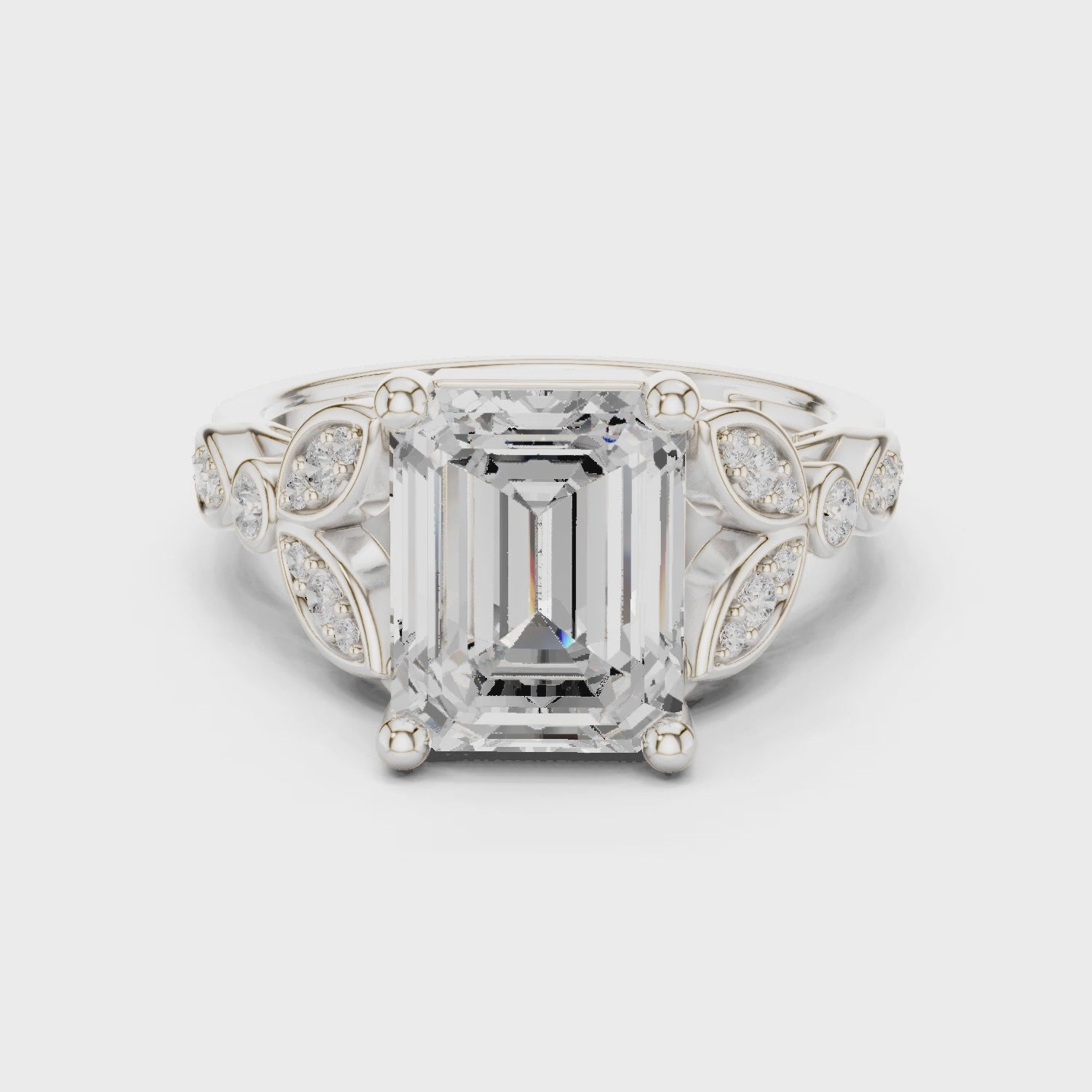 3.3 Carat Fine Emerald Cut Moissanite Ring
