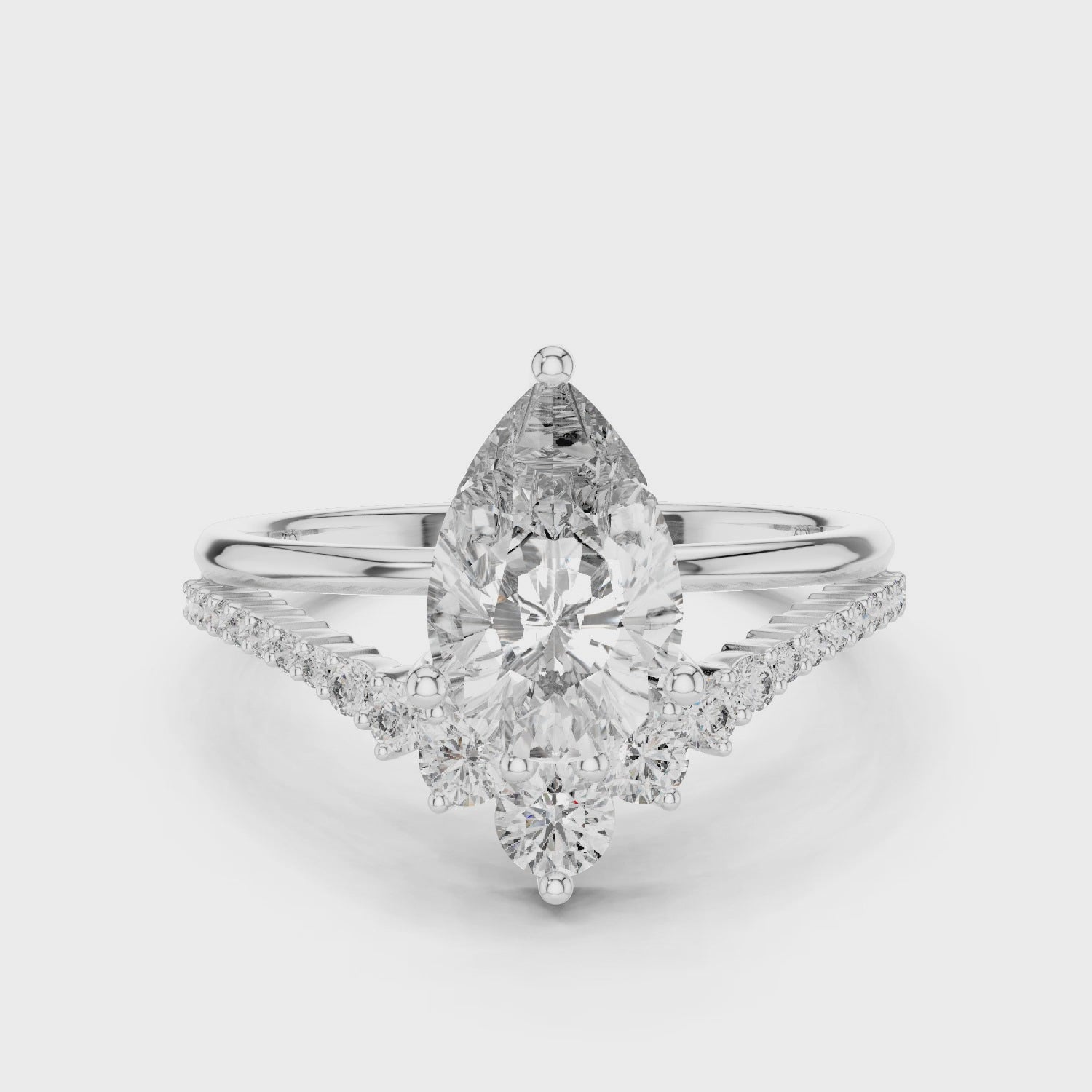 2.3 Carat Designer Pear Cut Moissanite Ring