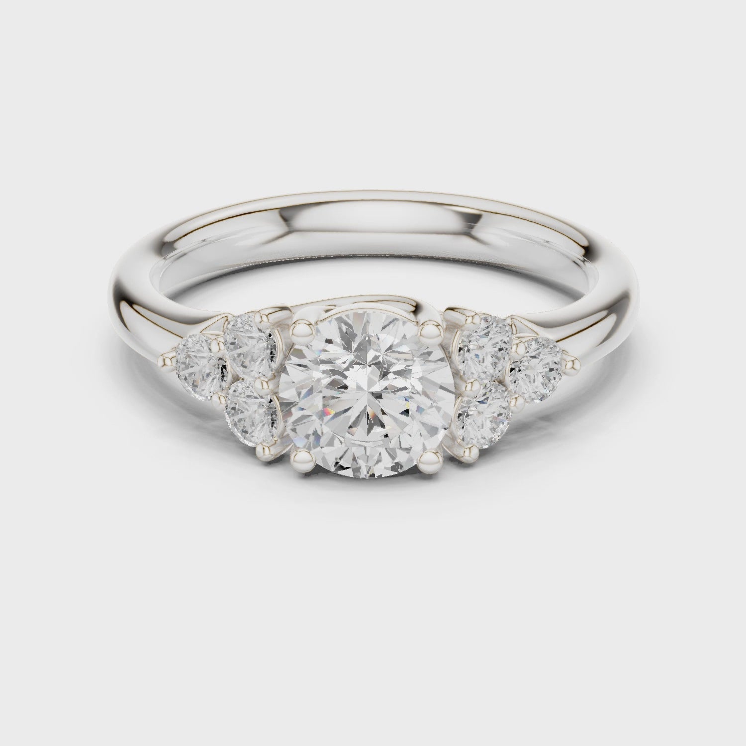 1.3 Carat Fancy Round Cut Moissanite Ring