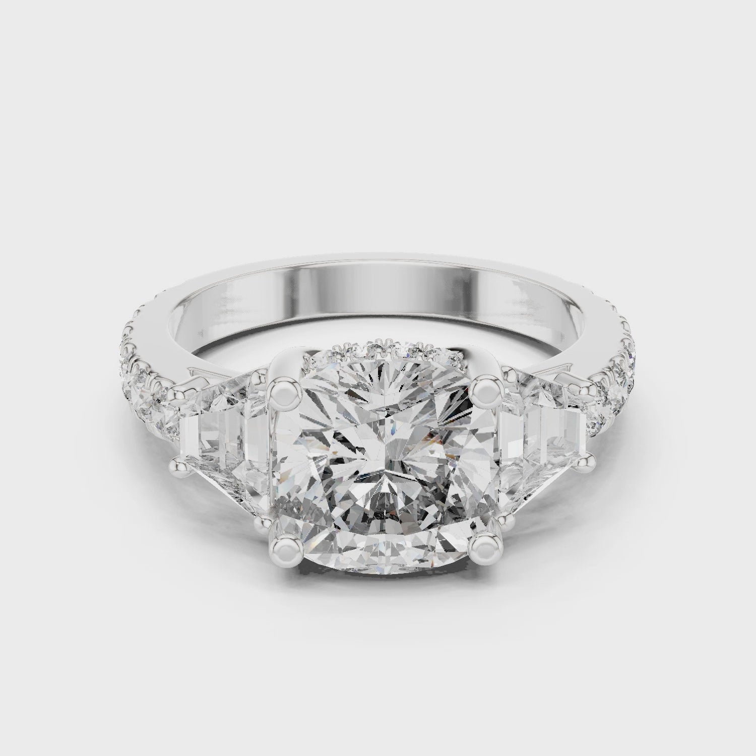 4.9 Carat Cushion Cut Moissanite Ring