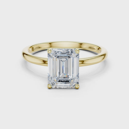 2 Carat Delicate Emerald Cut Moissanite Ring