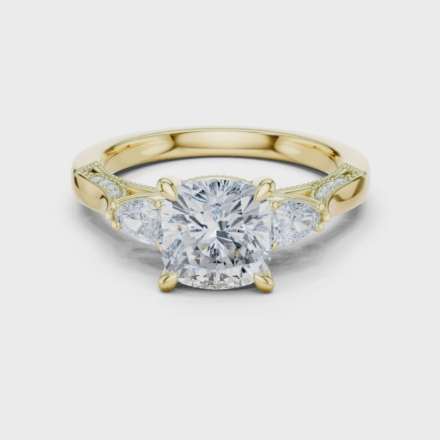 2.3 Carat Cushion Cut Moissanite Ring
