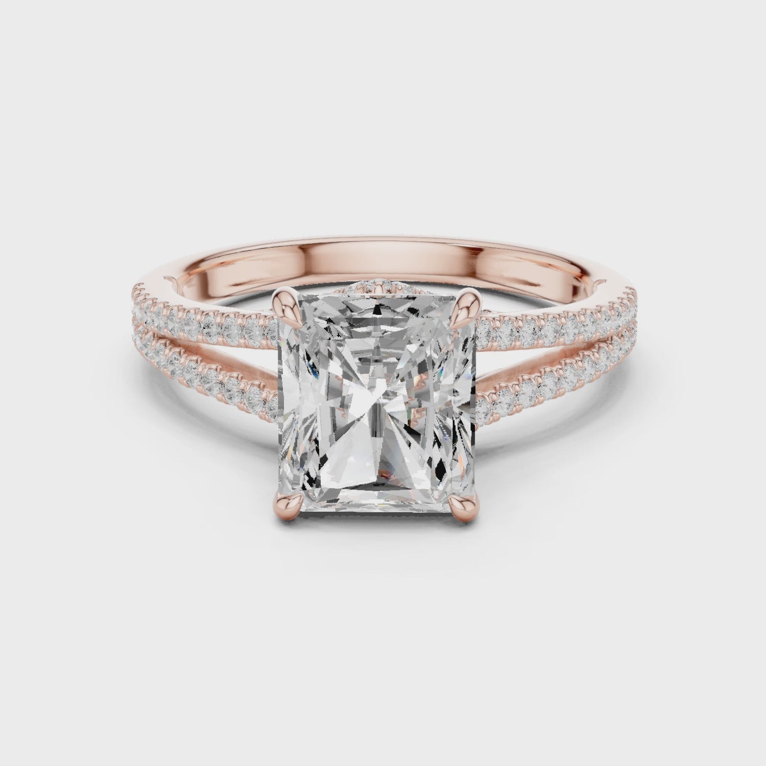 2.8 Carat Double Band Emerald Cut Moissanite Ring