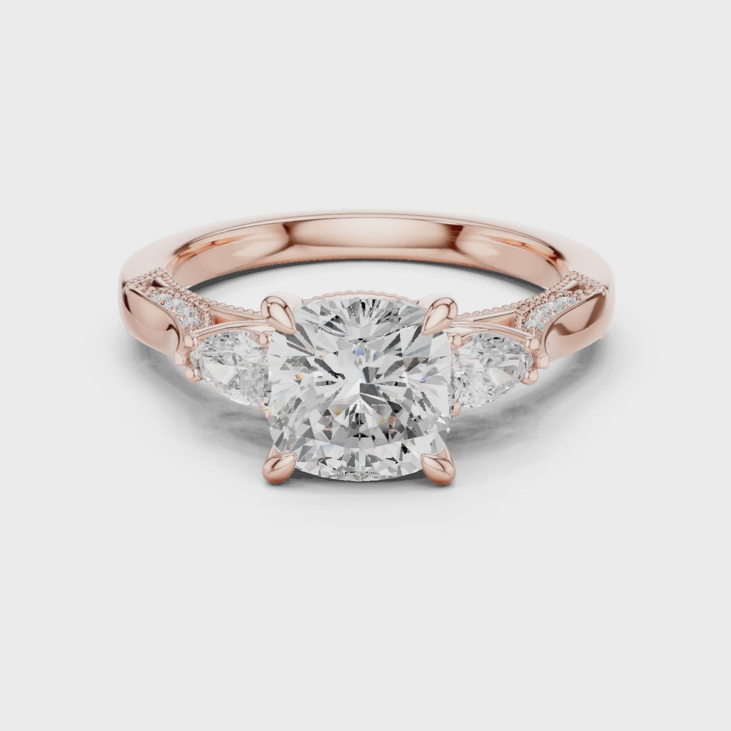 2.3 Carat Cushion Cut Moissanite Ring