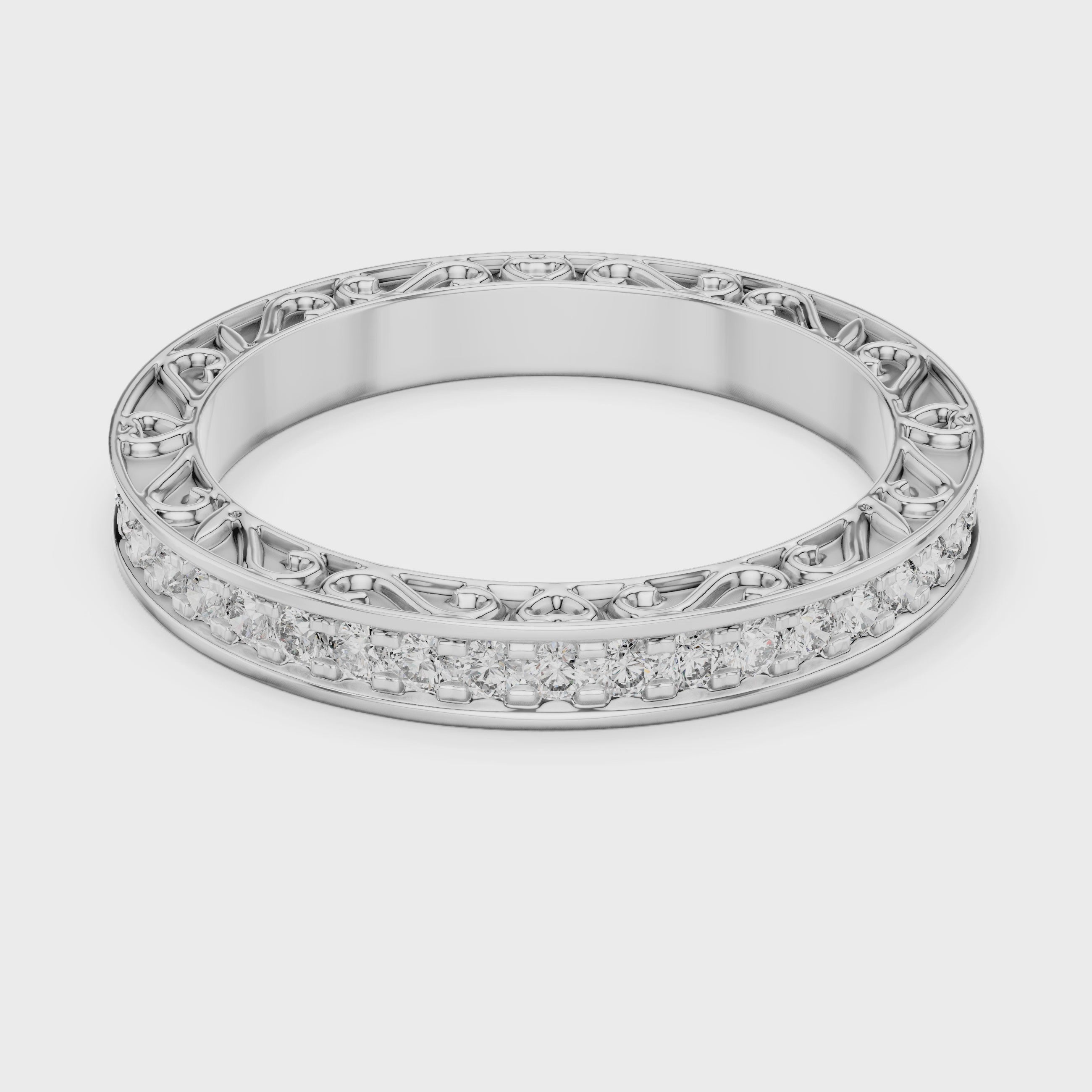 2.5 mm Vintage style Moissanite Band