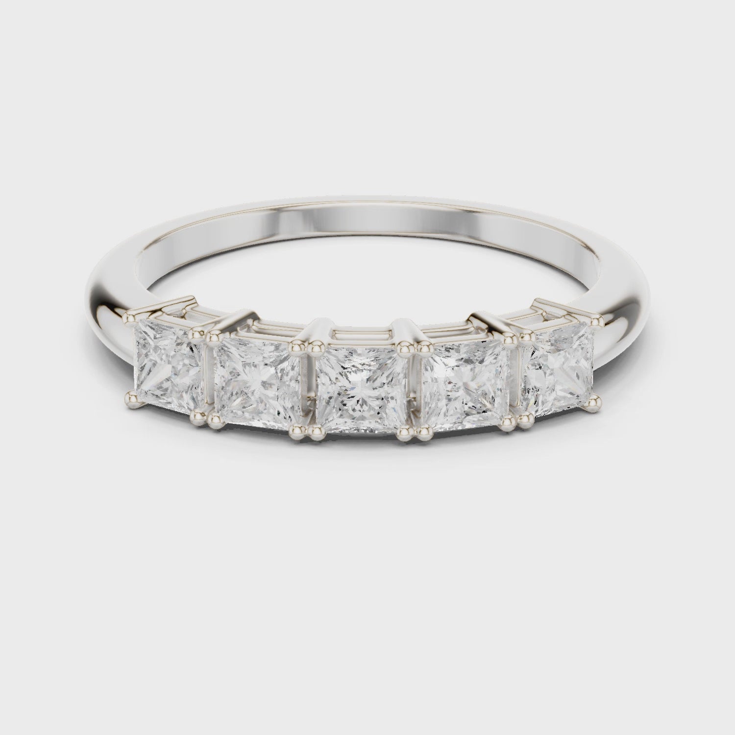 1.4 mm Elegant Princess Cut Moissanite Band