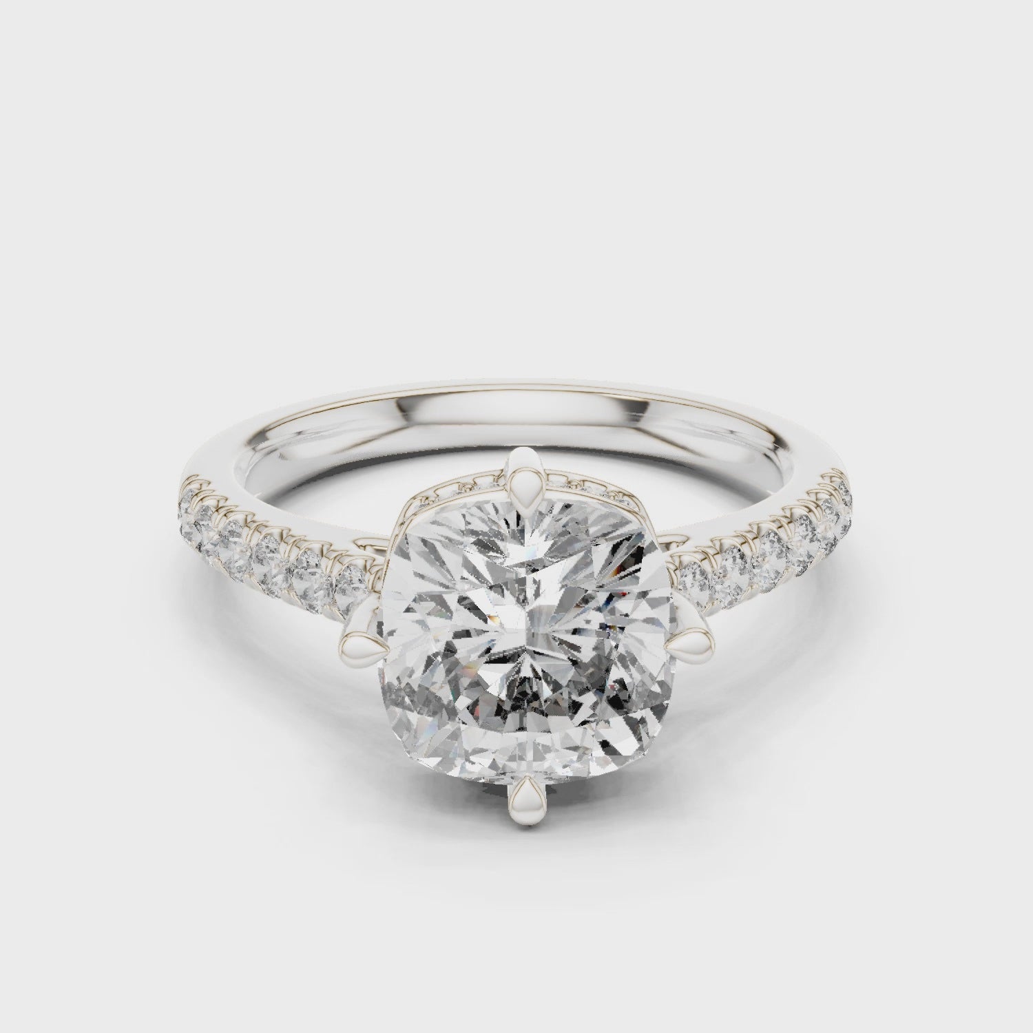 3.8 Carat Elegant Cushion Cut Moissanite Ring