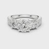2.4 Carat Three Stone Round Cut Moissanite Ring