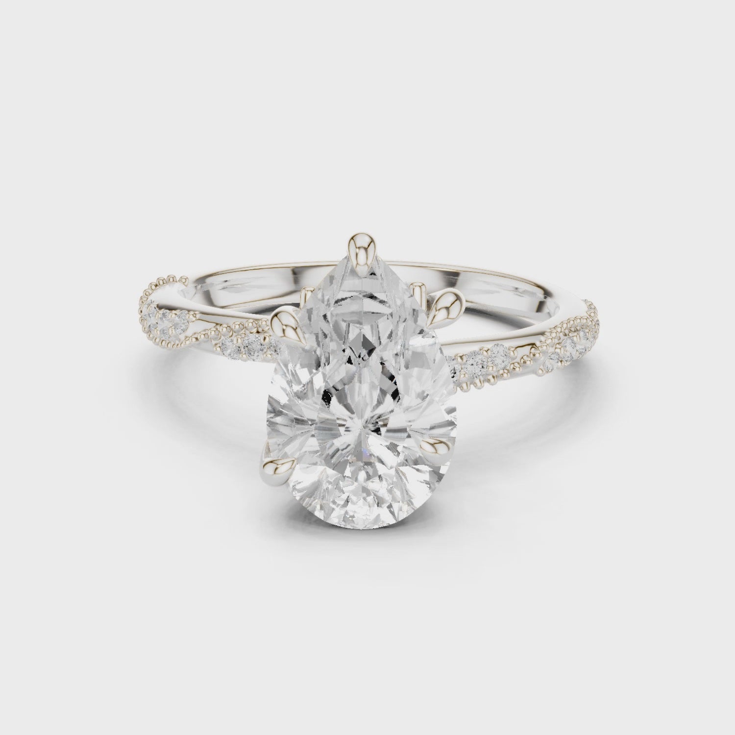 2.7 Carat Radiant Pear Cut Moissanite Ring