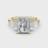 2.7 Carat Three Stone Emerald Cut Moissanite Ring