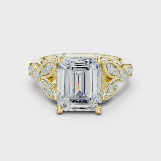 3.3 Carat Fine Emerald Cut Moissanite Ring