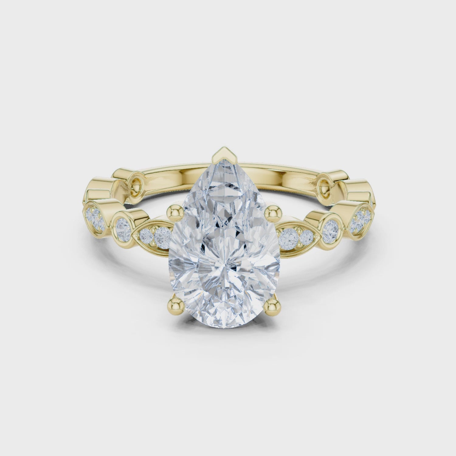 2.2 Carat Elegant Pear Cut Moissanite Ring