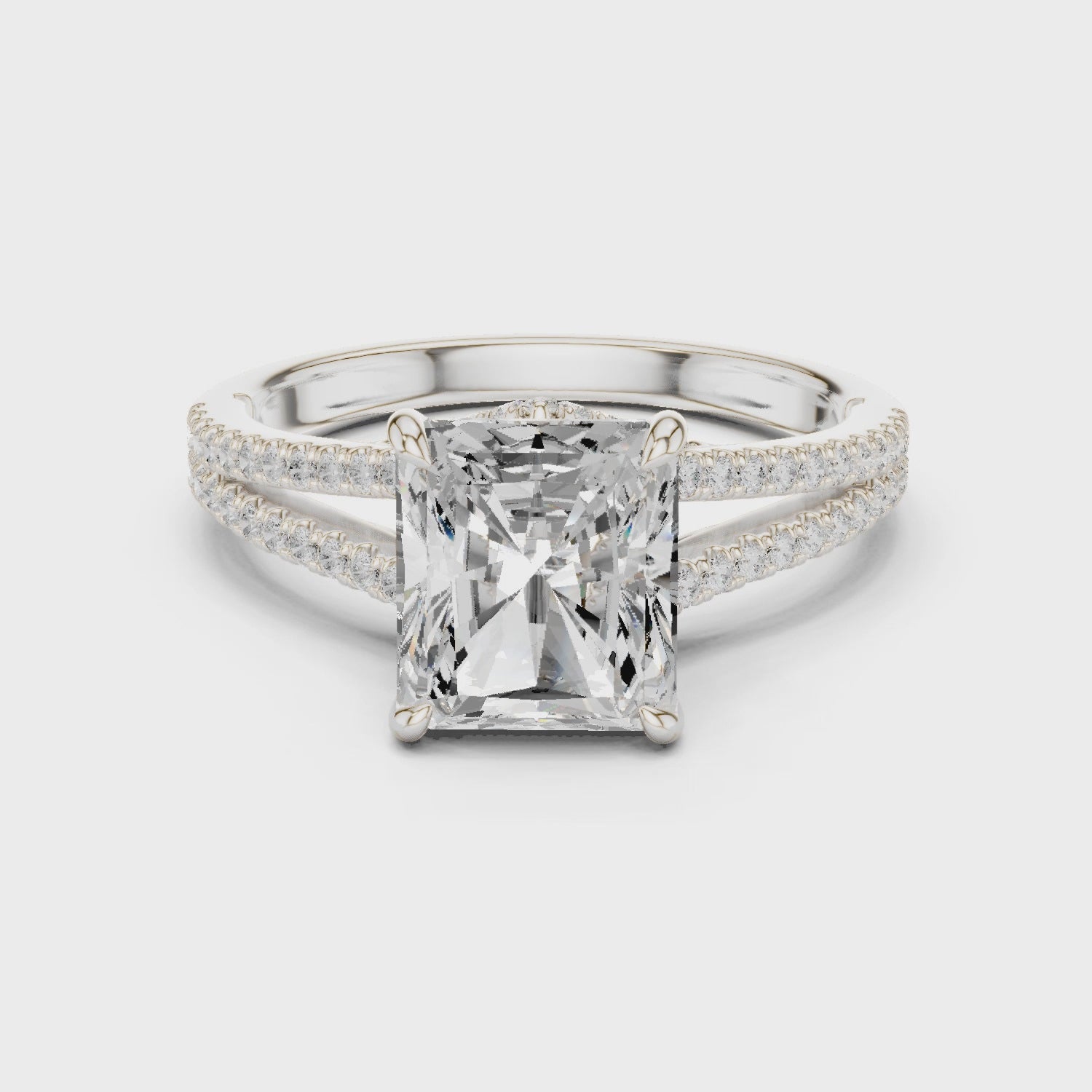 2.8 Carat Double Band Emerald Cut Moissanite Ring